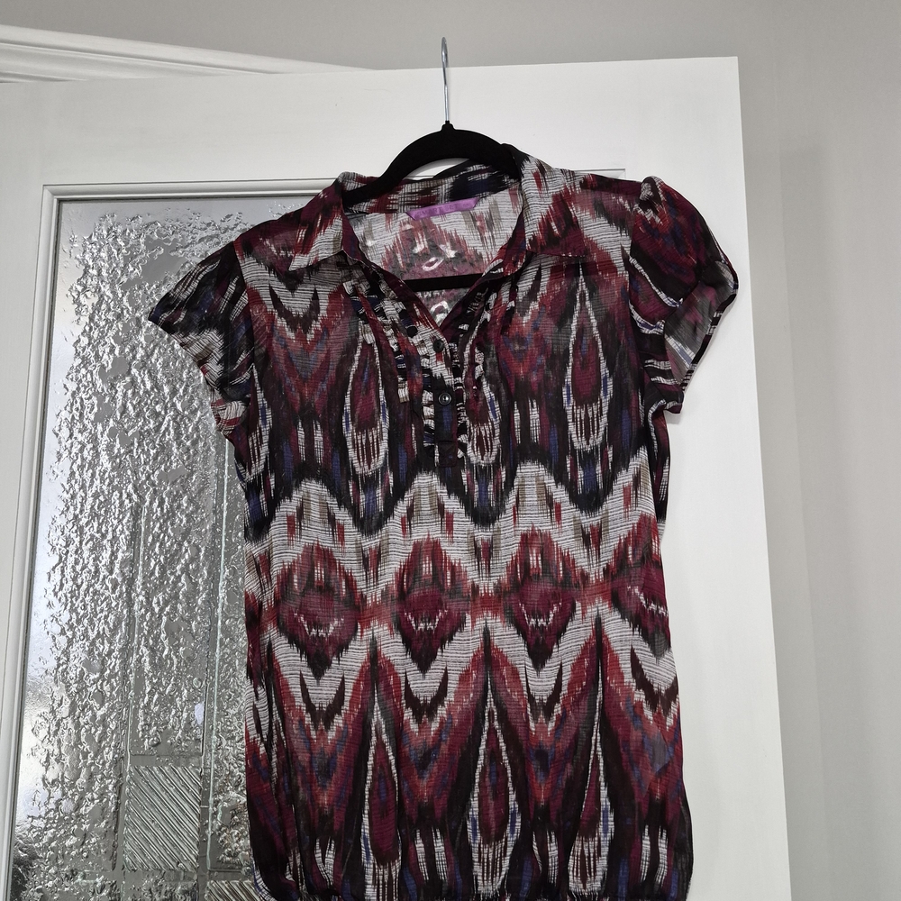 Smart Set Women's Blouse - Burgundy and Black Pattern